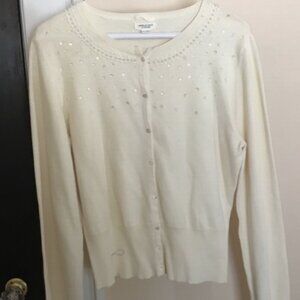 American eagle cream beaded sequin sweater~CREAM~cotton~lambswool~Junior size XL